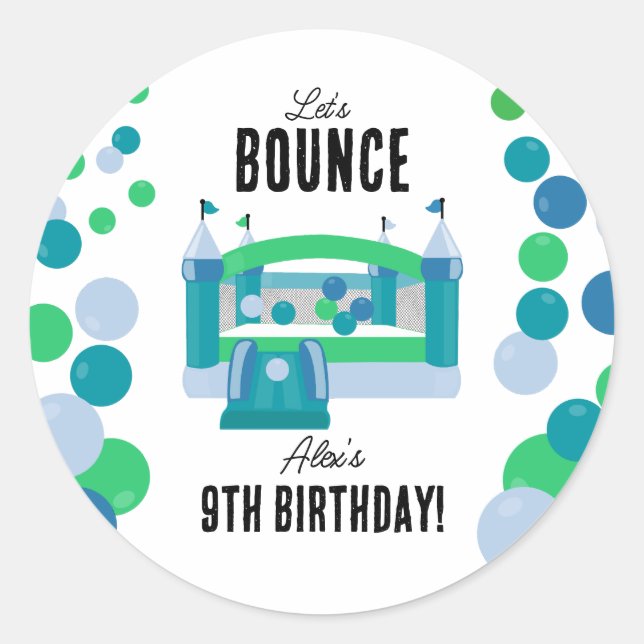 Sticker Rond Jumping Castle Bouncy Boys fête d'anniversaire (Devant)
