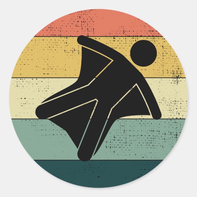 Sticker Rond Jumping en combinaison ailée Base Jumping Skydivin (Devant)