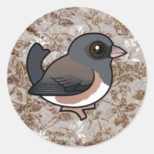 Sticker Rond Junco aux yeux foncés (à côté rose)