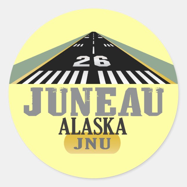 Sticker Rond Juneau Alaska - piste de l'aéroport (Devant)