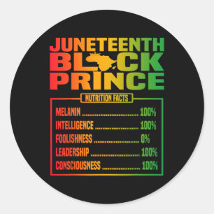 Sticker Rond JunetDix Enfants Prince Noir Faits nutritionnels F