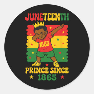 Sticker Rond Juneteenth 1865 Groovy Toddler Boy Dabbing Prince