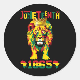 Sticker Rond Juneteenth 1865 Roi Lion Noir Célébrant le Noir