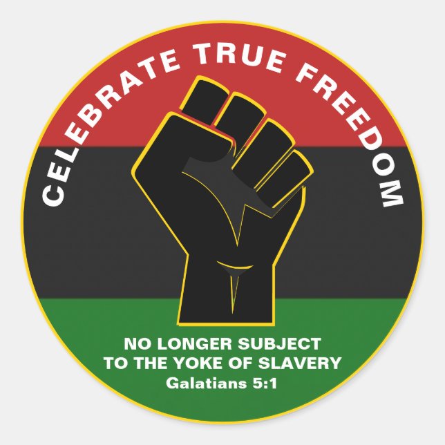 Sticker Rond Juneteeth CÉLÉBRE LA VRAIE LIBERTÉ (Devant)