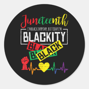 Sticker Rond Junetten Blackity Heartbeat Freedom African June
