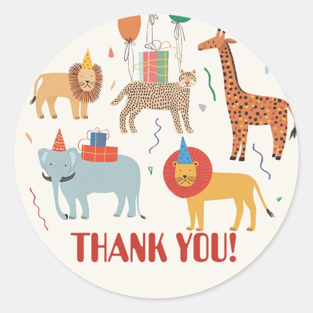 Sticker Rond Jungle Animal 2ème anniversaire (Devant)
