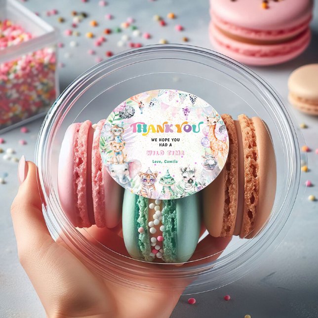 Sticker Rond Jungle Animaux sauvages Fille Merci (Créateur téléchargé)