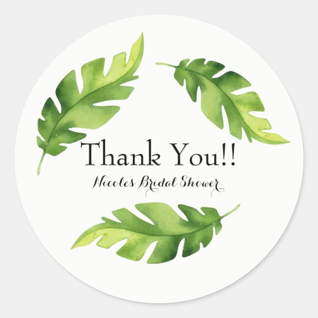 Sticker Rond Jungle tropicale Feuilles Luau Summer Party Favori (Devant)