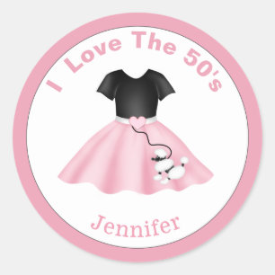 Sticker Rond Jupe de caniche I Coeur des années 50