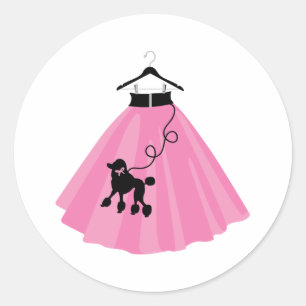 Sticker Rond Jupe de caniche rose