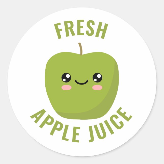 Sticker Rond Jus de pomme frais (Devant)