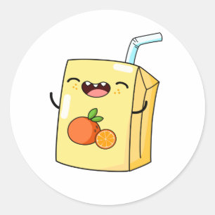 Sticker Rond Jus d'orange Cute Kawaii