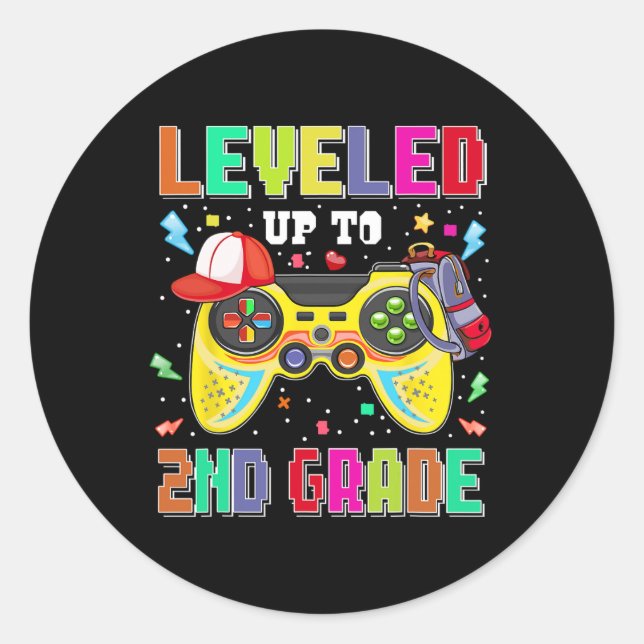 Sticker Rond Jusqu'à 2e année Gamer First Day Boys Back (Devant)