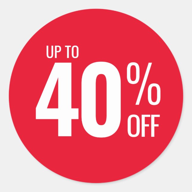 Sticker Rond Jusqu'à 40 % de réduction (Quarante) sur la vente  (Devant)
