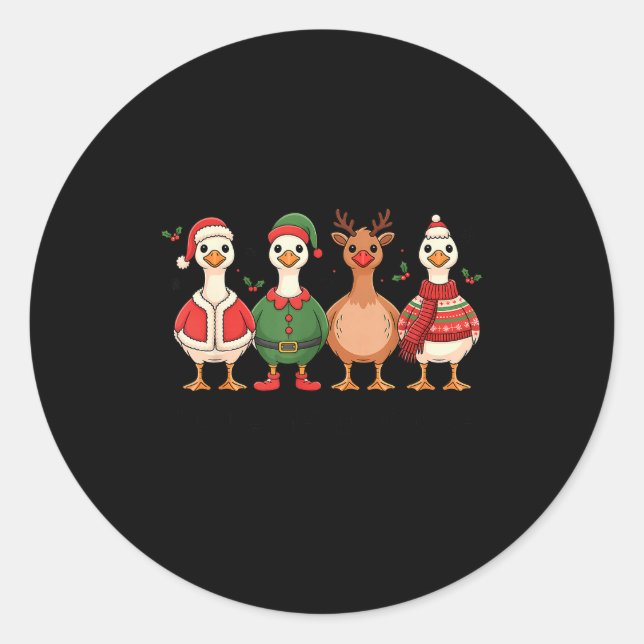Sticker Rond Just A Merry Goose Christmas Funny Holiday Farm An (Devant)