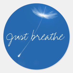 Sticker Rond Just breathe - Dandelions floating