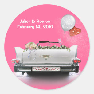 Sticker Rond Just Married (personnalisable)