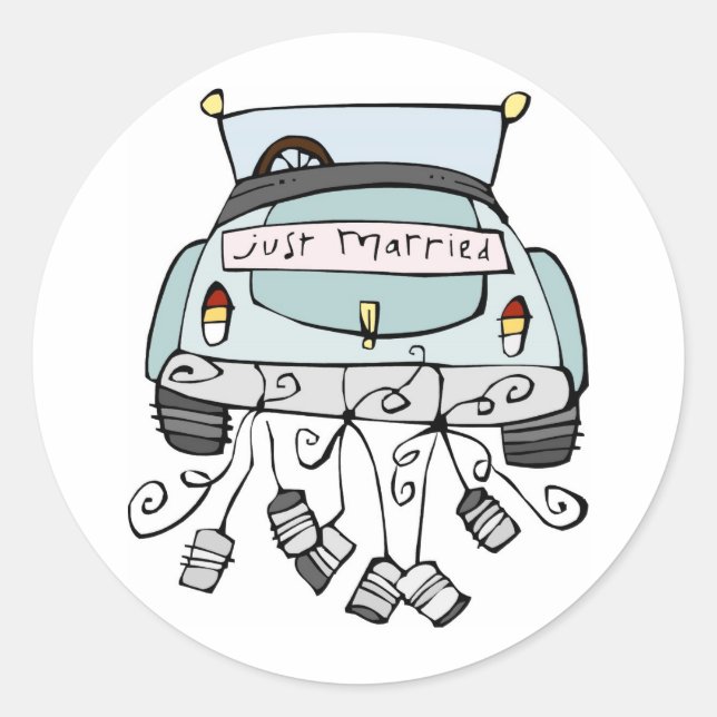 Sticker Rond Juste boîtes de déplacement mariées de voiture (Devant)