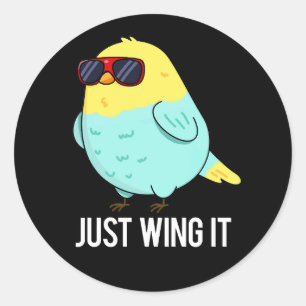 Sticker Rond Juste l'aile il drôle jeu d'oiseaux Dark BG