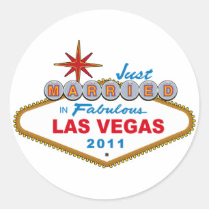 Sticker Rond Juste marié à Las Vegas fabuleux 2011