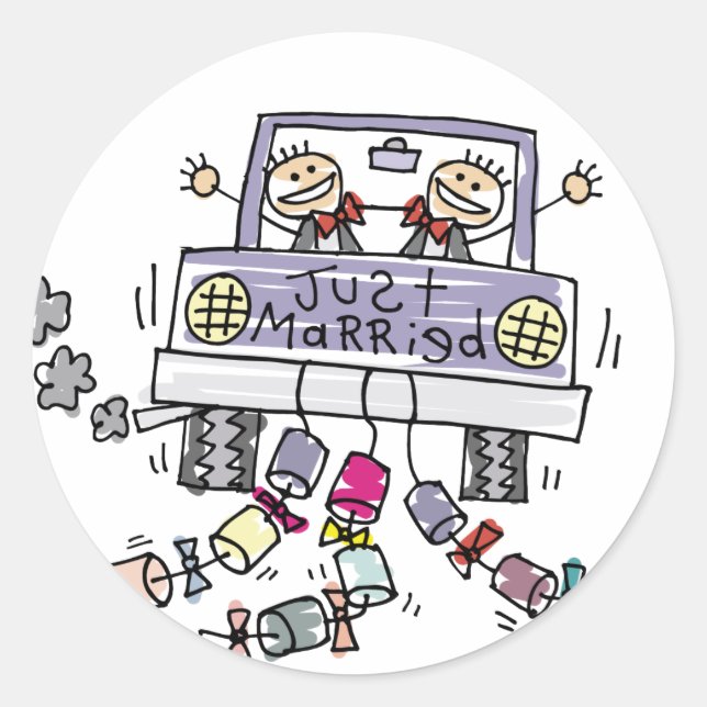 Sticker Rond Juste Marié Gay Faveurs Mariage (Devant)