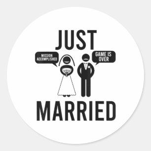 Sticker Rond Juste Marié Mission Accompli Jeu Est Plus Grand