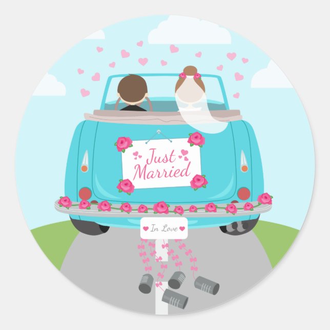Sticker Rond Juste marié Vert, bleu Turquoise Mariage (Devant)