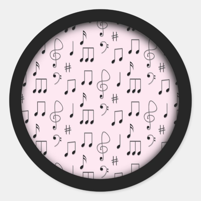 Sticker Rond Juste Noté rose (Devant)