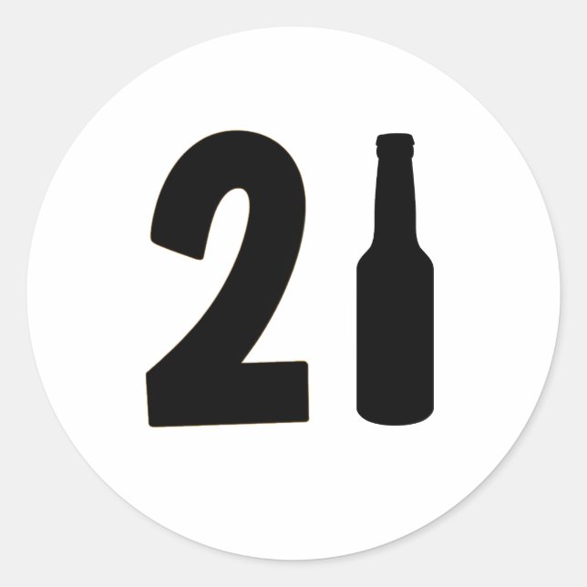 Sticker Rond Juste Turned 21 Bière Bottle 21ème Anniversaire (Devant)