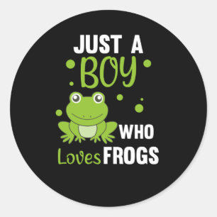 Sticker Rond Juste Un Garçon Qui Aime Les Grenouilles Grenouill