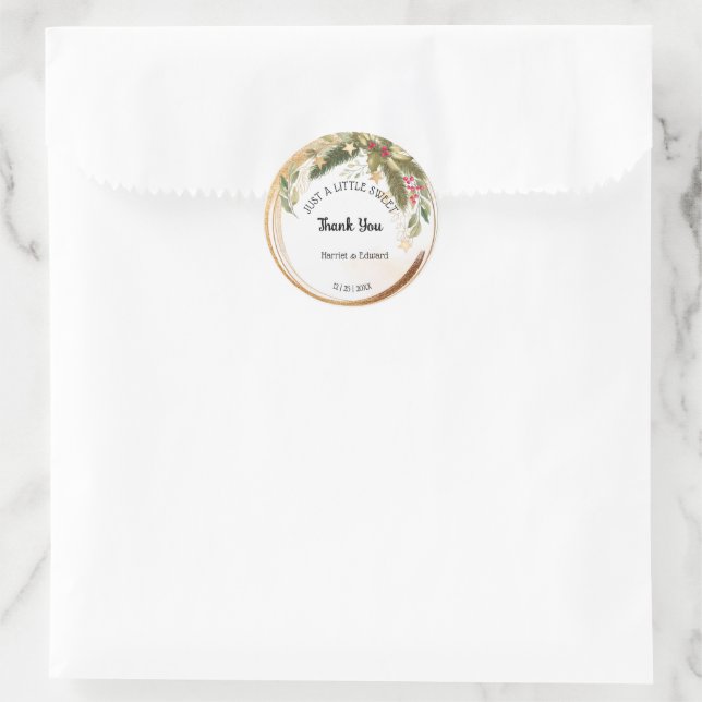 Sticker Rond Juste un peu doux Traiter Noël Mariage Faveur (Sac)