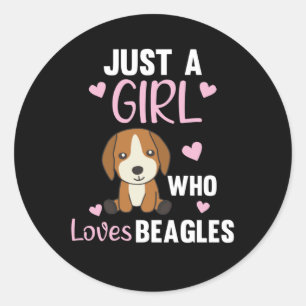 Sticker Rond Juste une fille qui aime Beagle Kawaii Beagle de c