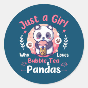 Sticker Rond Juste une fille qui aime Bubble Tea et Pandas