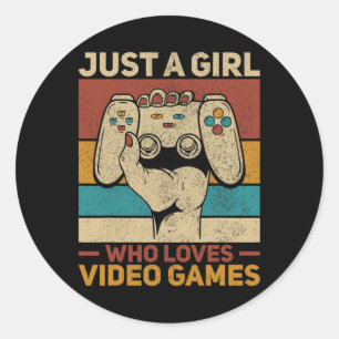 Sticker Rond Juste une fille qui aime Jeux Vidéo Jeu Gaming App