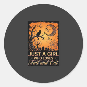 Sticker Rond Juste une fille qui aime la chatte d'automne Hallo