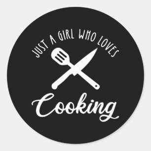 Sticker Rond Juste une fille qui aime la Cuisine