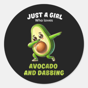 Sticker Rond Juste Une Fille Qui Aime L'Avocado Et Dabbing
