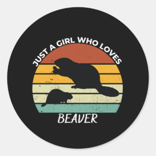 Sticker Rond Juste une fille qui aime le castor