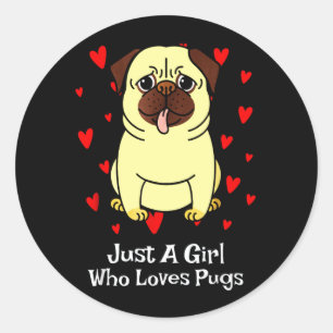 Sticker Rond Juste une fille qui aime les Carlins