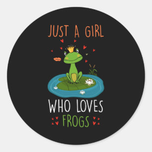 Sticker Rond Juste une fille qui aime les grenouilles