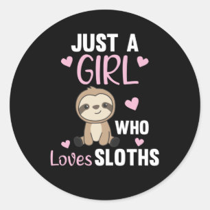 Sticker Rond Juste une fille qui aime les mignons animaux de Sl