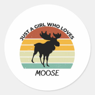 Sticker Rond Juste une fille qui aime l'orignal