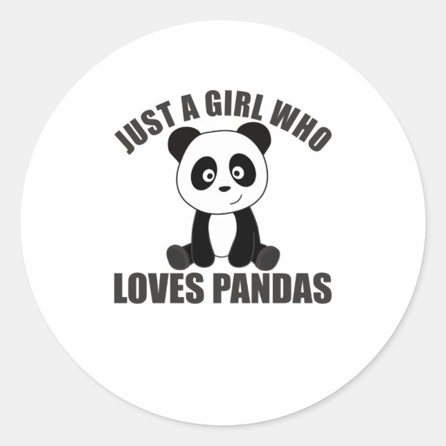 Sticker Rond Juste Une Fille Qui Aime Pandas Mignonnes Animaux  (Devant)