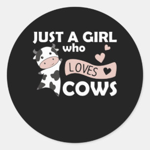 Sticker Rond Juste une fille qui aime vaches mignonnes animaux 