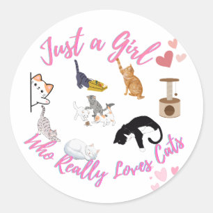 Sticker Rond Juste une fille qui aime vraiment les chats