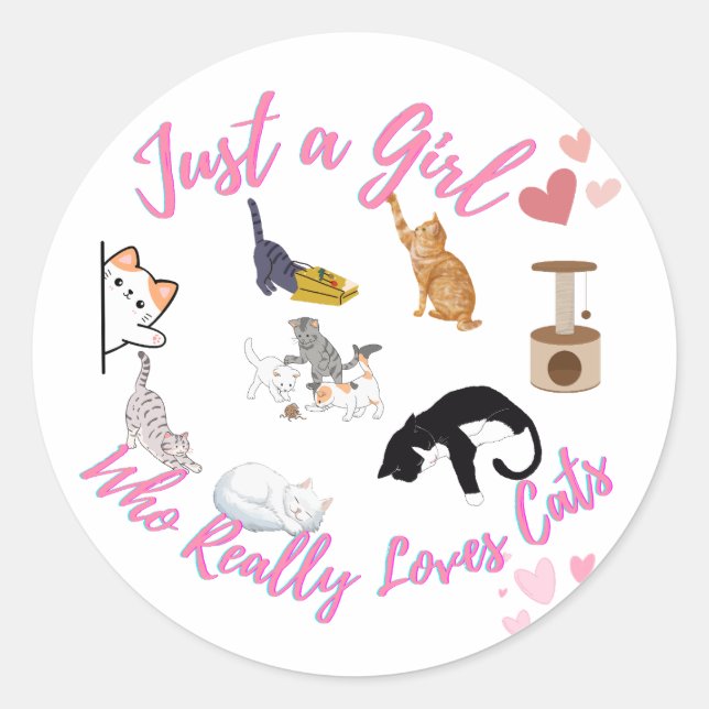 Sticker Rond Juste une fille qui aime vraiment les chats (Devant)