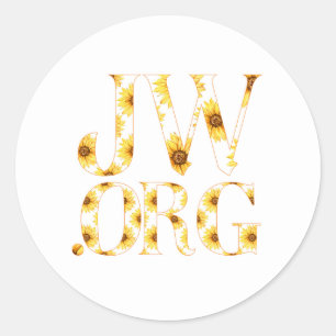 Sticker Rond JW.org avec des tournesols pour les témoins de Jéh