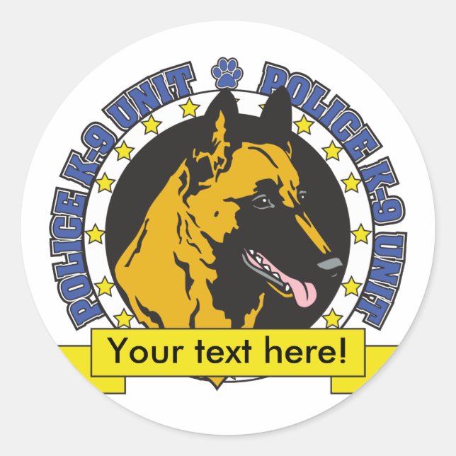 Sticker Rond K9 Malinois belge (Devant)