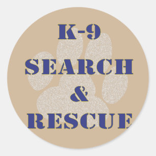Sticker Rond K9 Recherche et Secourt