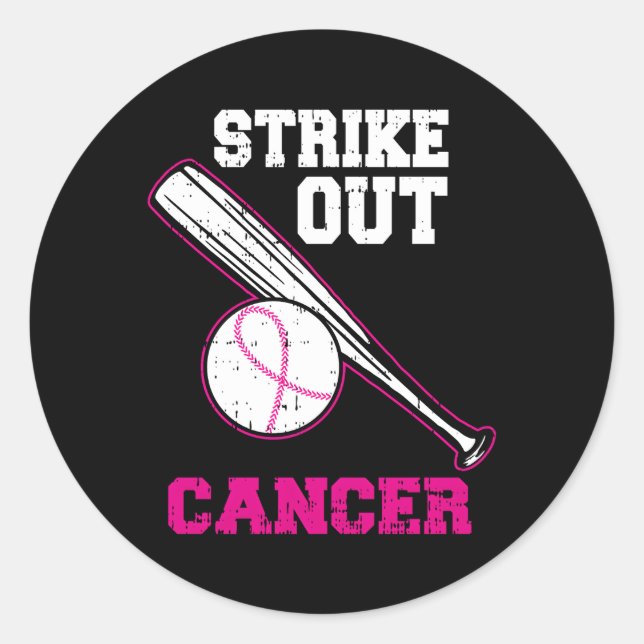 Sticker Rond K Baseball Grève de sensibilisation au cancer du s (Devant)